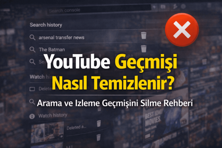 YouTube arama ve izleme geçmişini silme ekranı