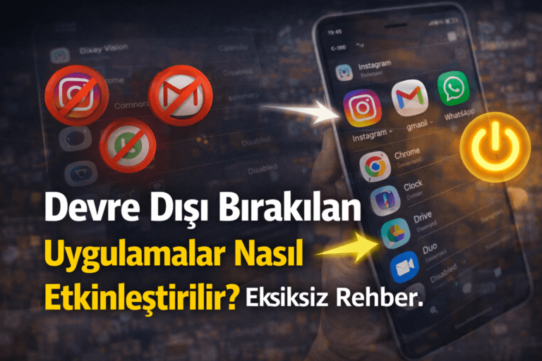 Android'de devre dışı bırakılan uygulamaları etkinleştirme ekranı
