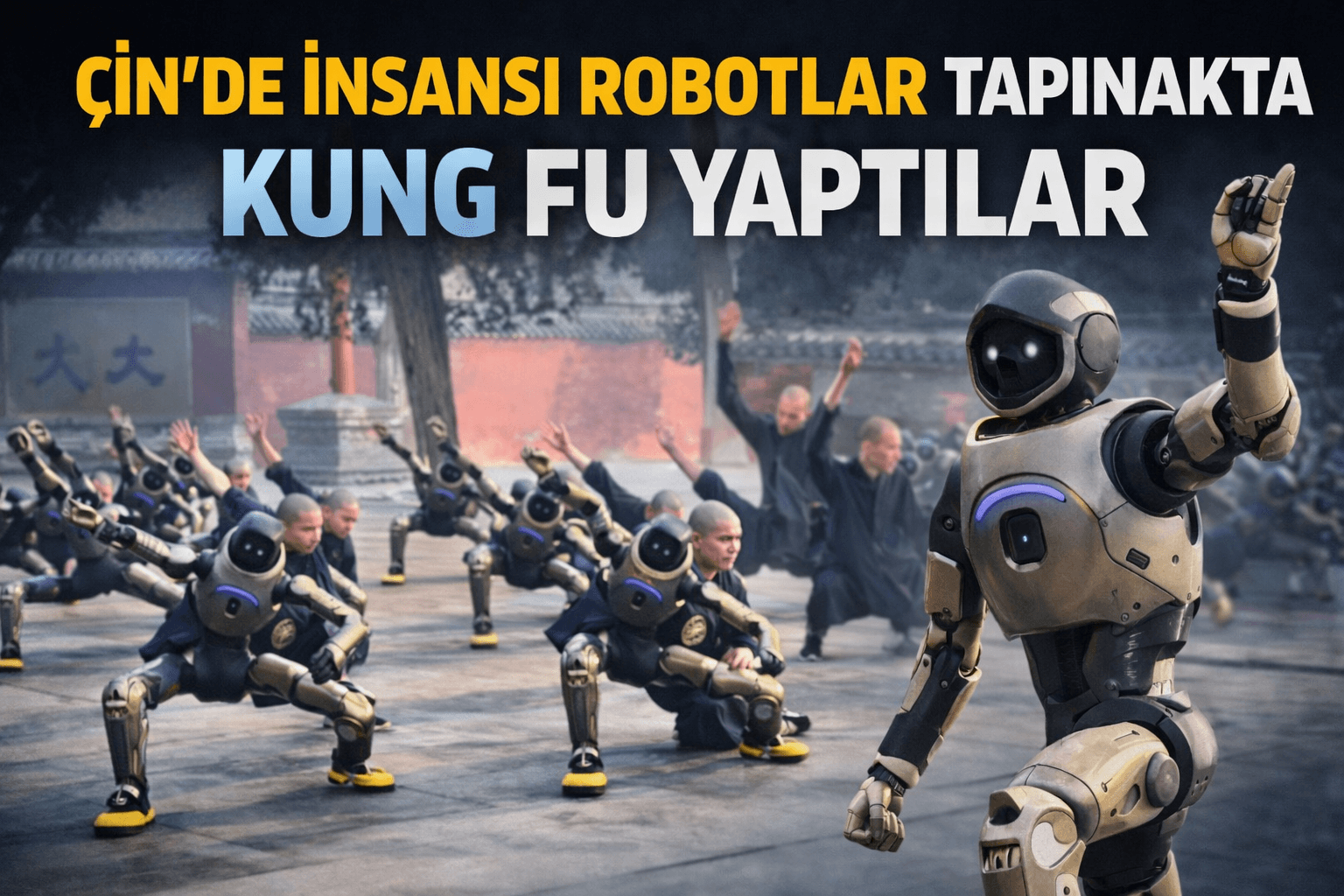 Çin’de İnsansı Robotlar Tapınakta Kung Fu Yaptılar!