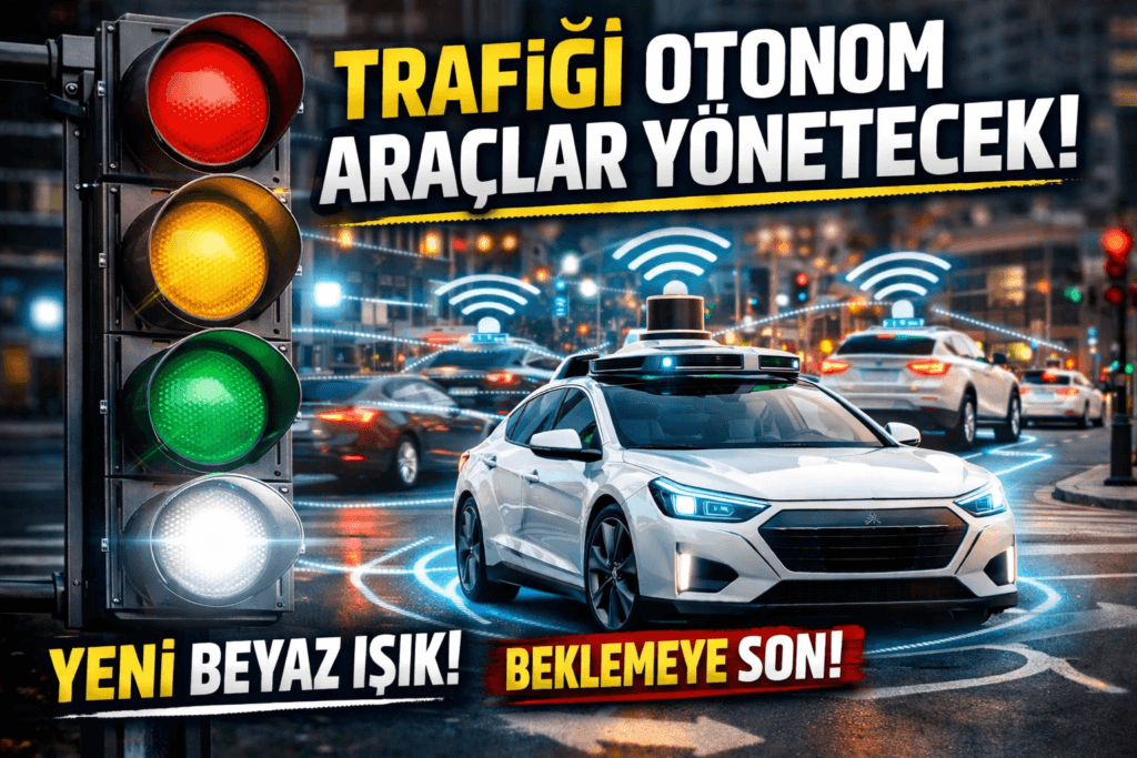otonom arabalar için trafik lambalarında beyaz ışık