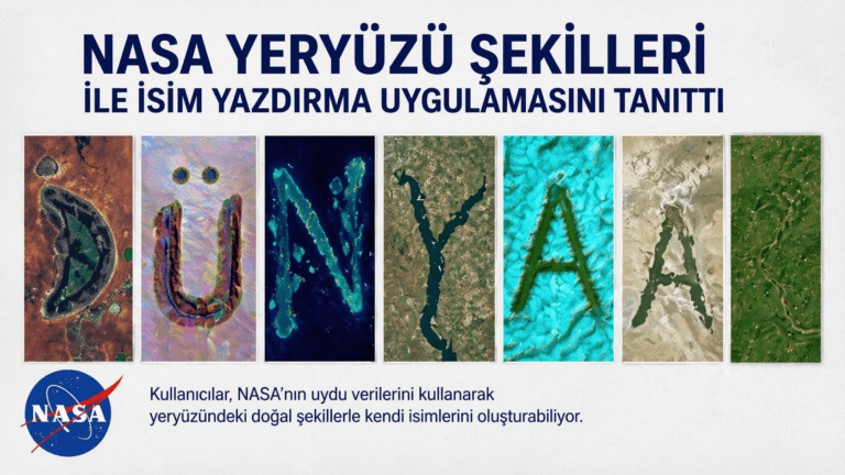 NASA Landsat uydu görüntüleriyle oluşturulmuş isim yazısı