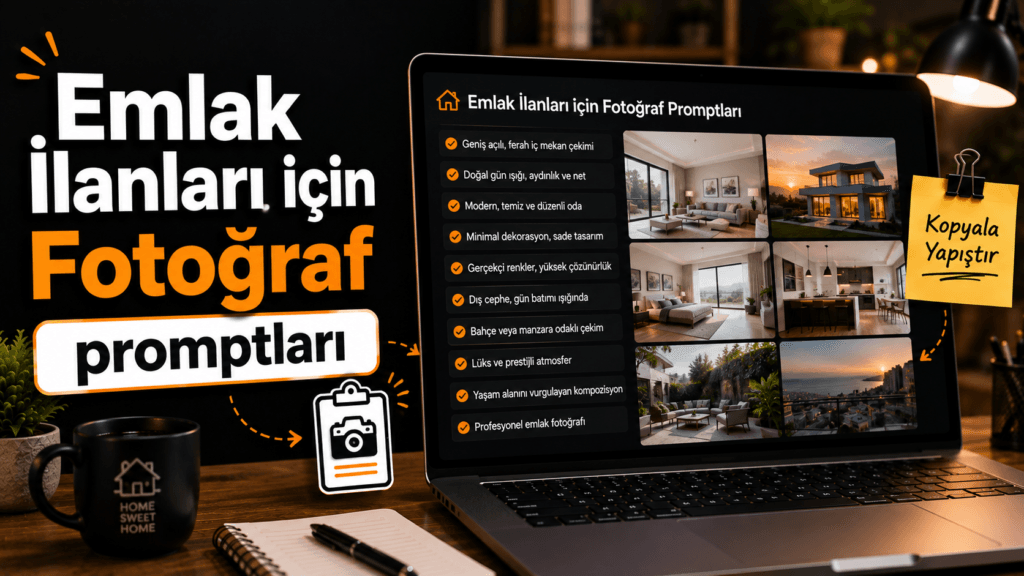 Emlak ilan fotoğraflarını profesyonelleştirmek için yapay zeka düzenleme promptları