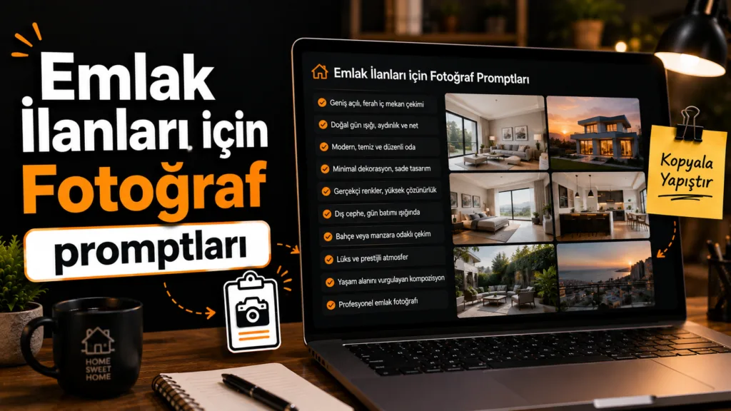 Emlak ilan fotoğraflarını profesyonelleştirmek için yapay zeka düzenleme promptları