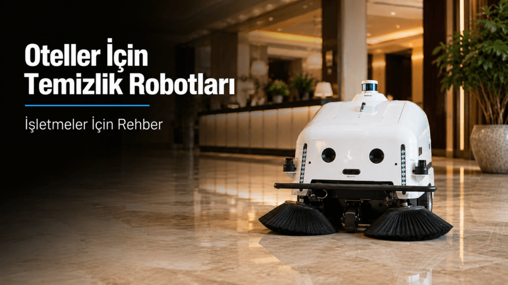 Otel lobisinde çalışan temizlik robotu