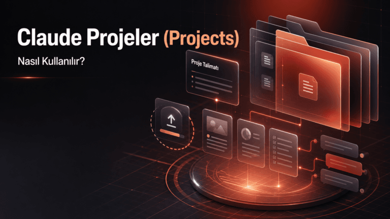 Claude Projeler Projects nasıl kullanılır kapak görseli, bilgi ve talimatlar temalı