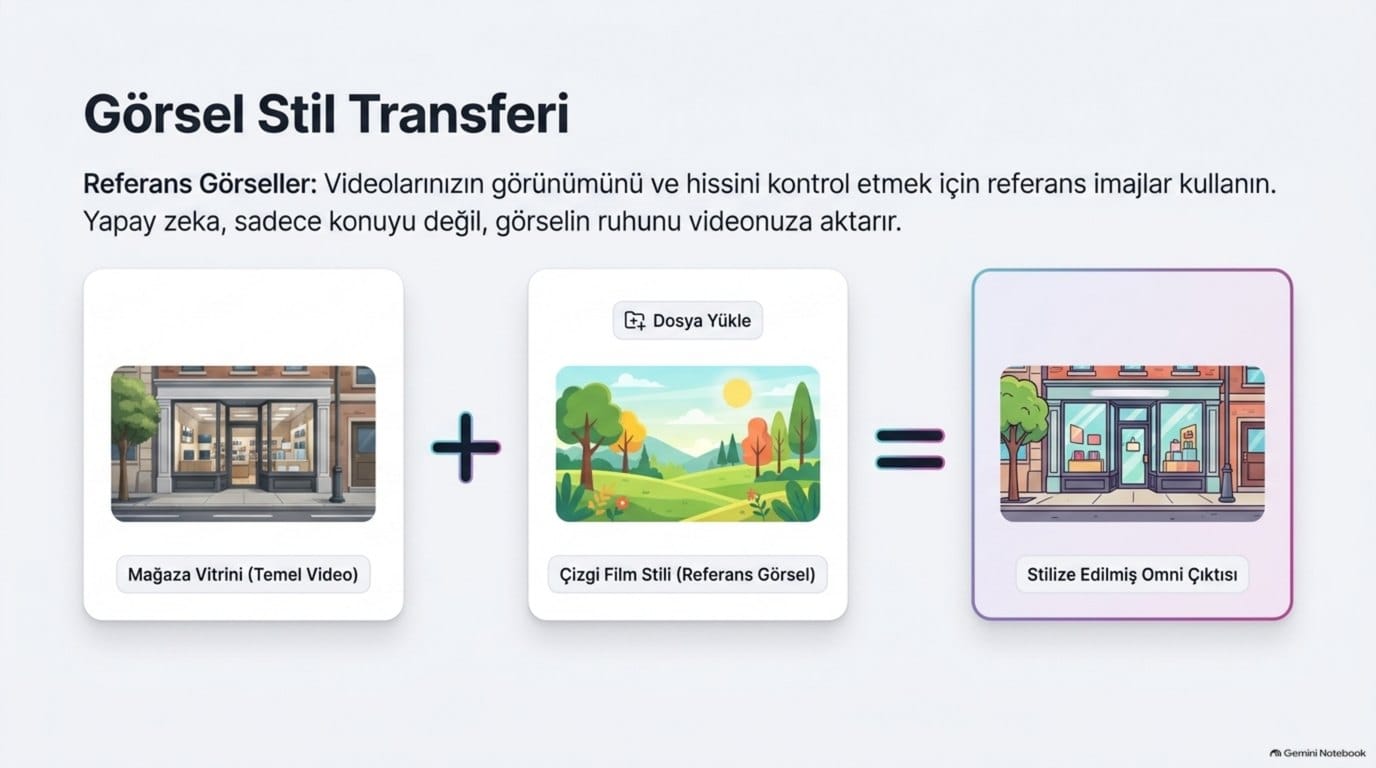 Mağaza vitrini videosunun referans görselle çizgi film stiline dönüştürülmesi