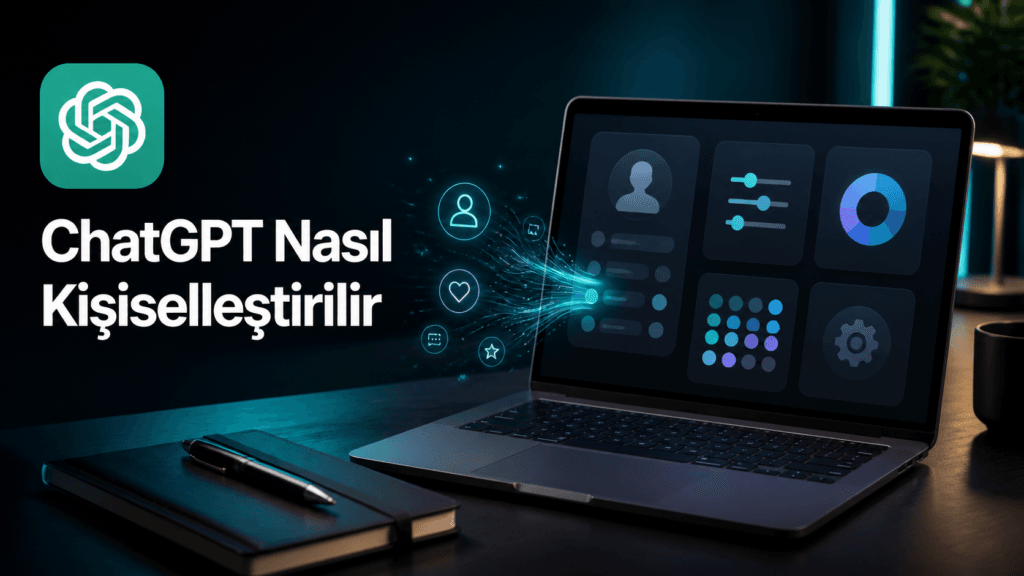 ChatGPT nasıl kişiselleştirilir, laptop ekranında profil ayarları ve kişiselleştirme panelleri gösteriyor