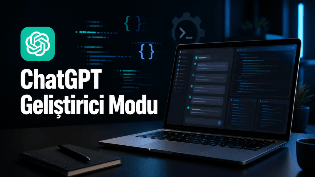 ChatGPT geliştirici modu, laptop ekranında kod ve sohbet paneli yan yana gösteriyor
