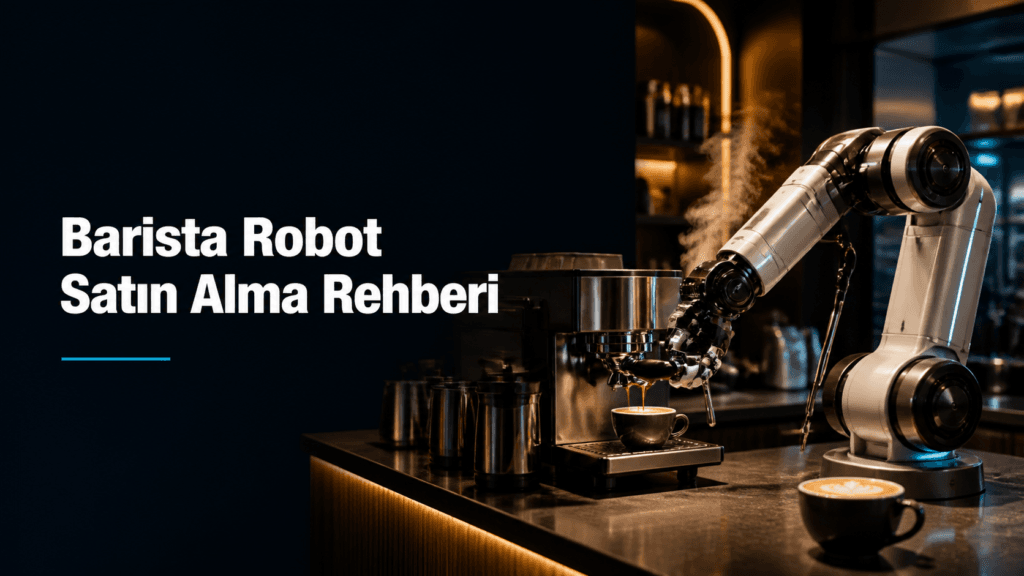 Kafe ve otellerde kullanılan barista robotu kahve hazırlarken