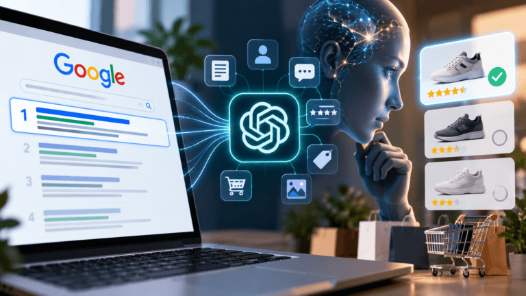 Google'da 1. sıradaki arama sonucundan yapay zekâ asistanının ürün önerileri seçmesini gösteren görsel