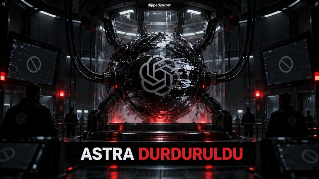 GPT-6.1 Astra iptal edildi haberi kapak gorseli, OpenAI logosunun bulundugu durdurulmus bir reaktor sahnesi