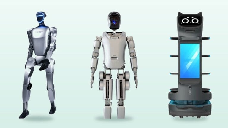 Unitree G1, UBTECH Walker S and PUDU BellaBot Pro for trade fairs