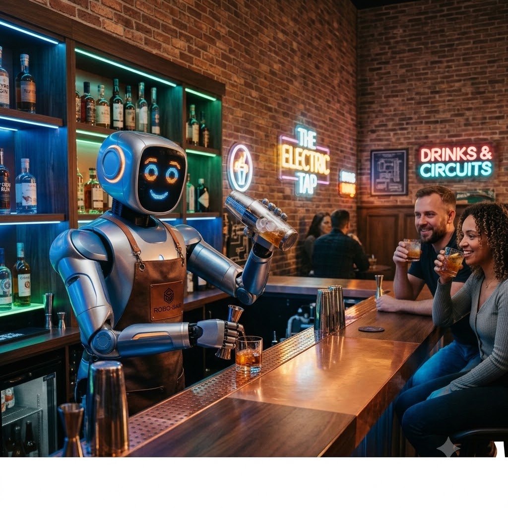 RoboTender Pro ile barda servis yapan robot barmen