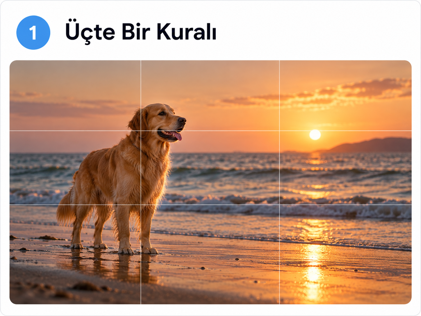 Üçte Bir Kuralı (Rule of Thirds) tekniğinin yapay zekâ ile oluşturulmuş örneği