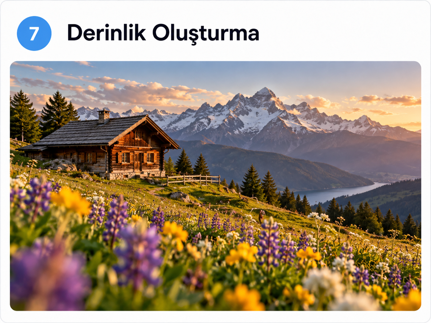 Derinlik Oluşturma (Foreground–Background Depth) tekniğinin yapay zekâ ile oluşturulmuş örneği