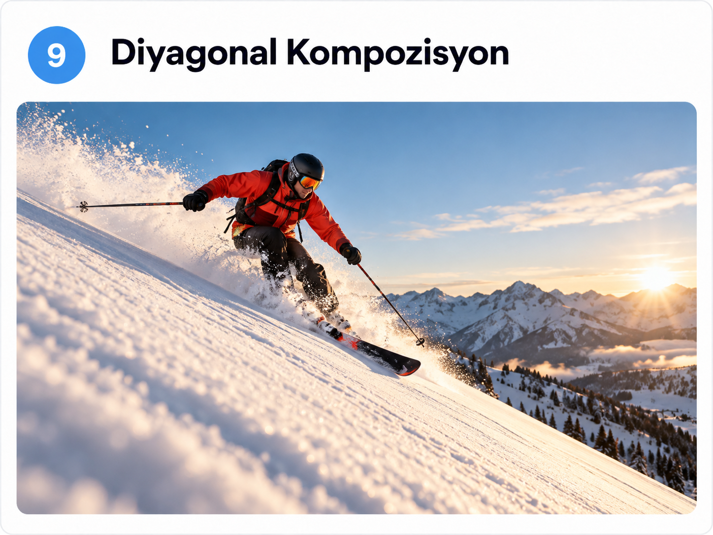 Diyagonal Kompozisyon (Diagonal Composition) tekniğinin yapay zekâ ile oluşturulmuş örneği