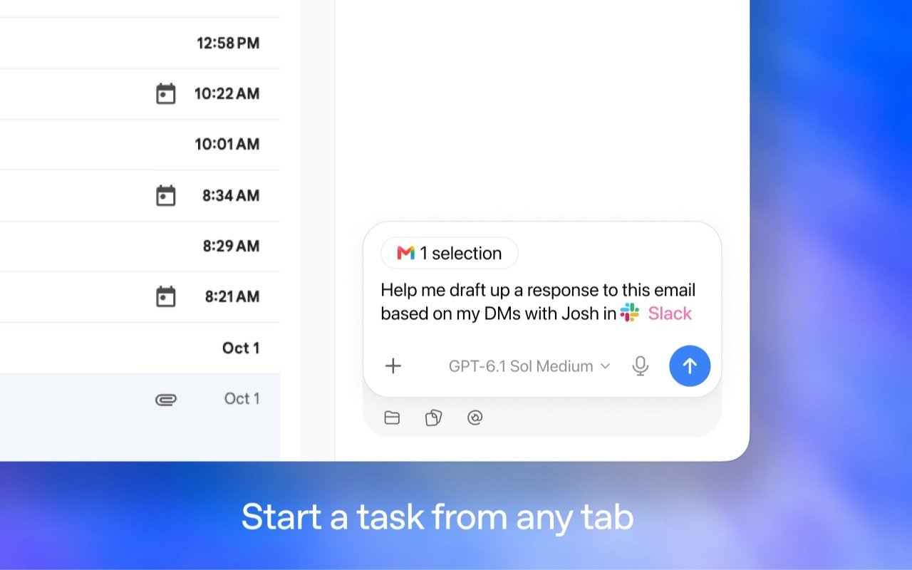 Chrome yan panelinde açık sekmeden görev başlatan ChatGPT