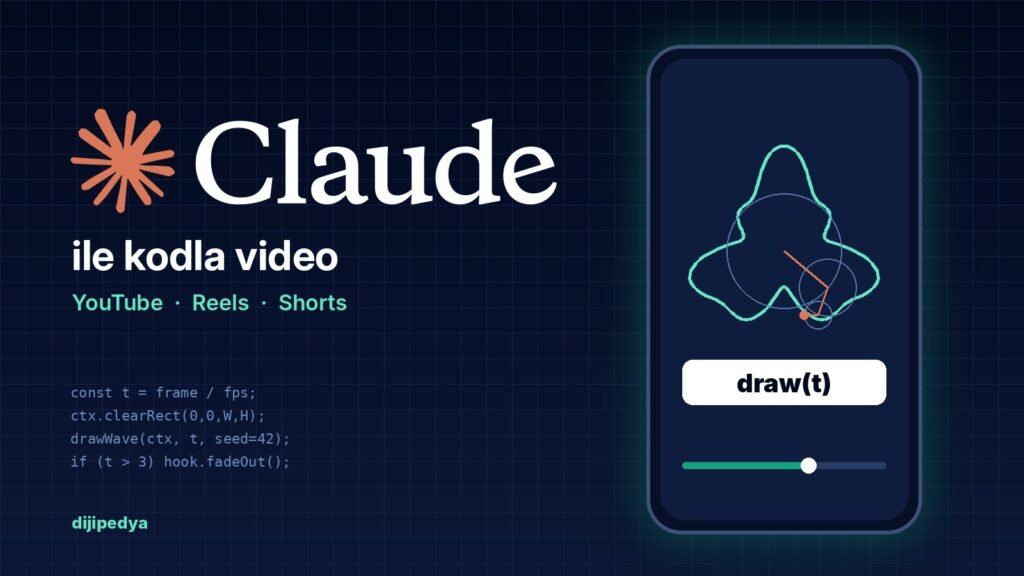 Claude logosu ve dikey telefon ekranında kodla çizilen animasyon