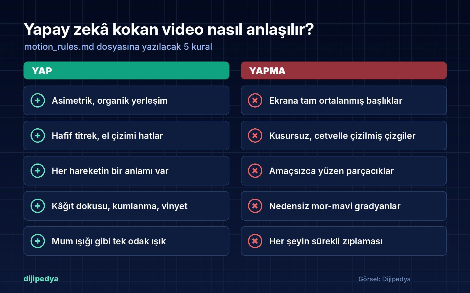Yapay zekâ kokan videodan kaçınmak için yap ve yapma kuralları