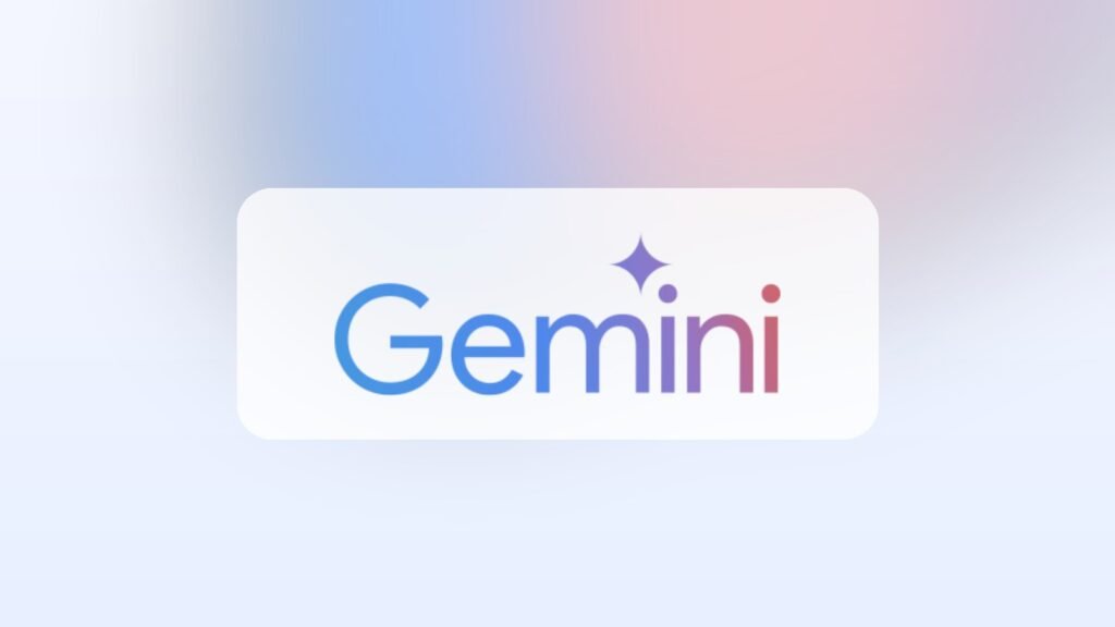 Açık renkli degrade zemin üzerinde Google Gemini logosu