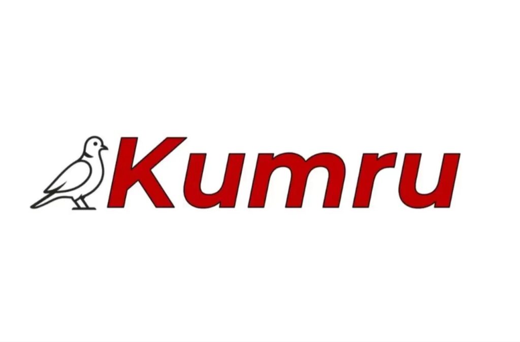 Kumru yapay zeka logosu, kumru kuşu çizimi ve kırmızı Kumru yazısı