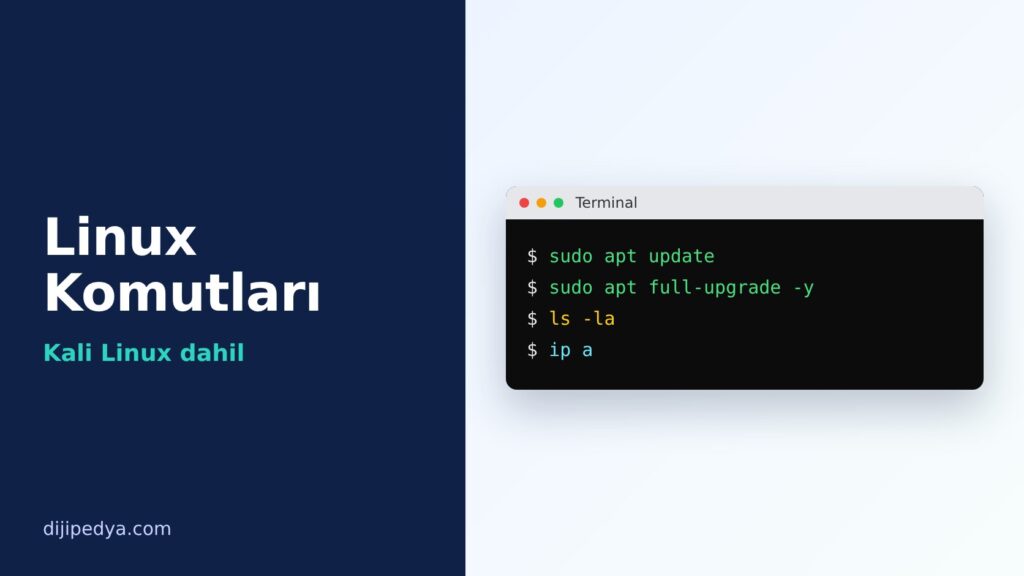 Linux komutları terminal ekranında sudo apt update