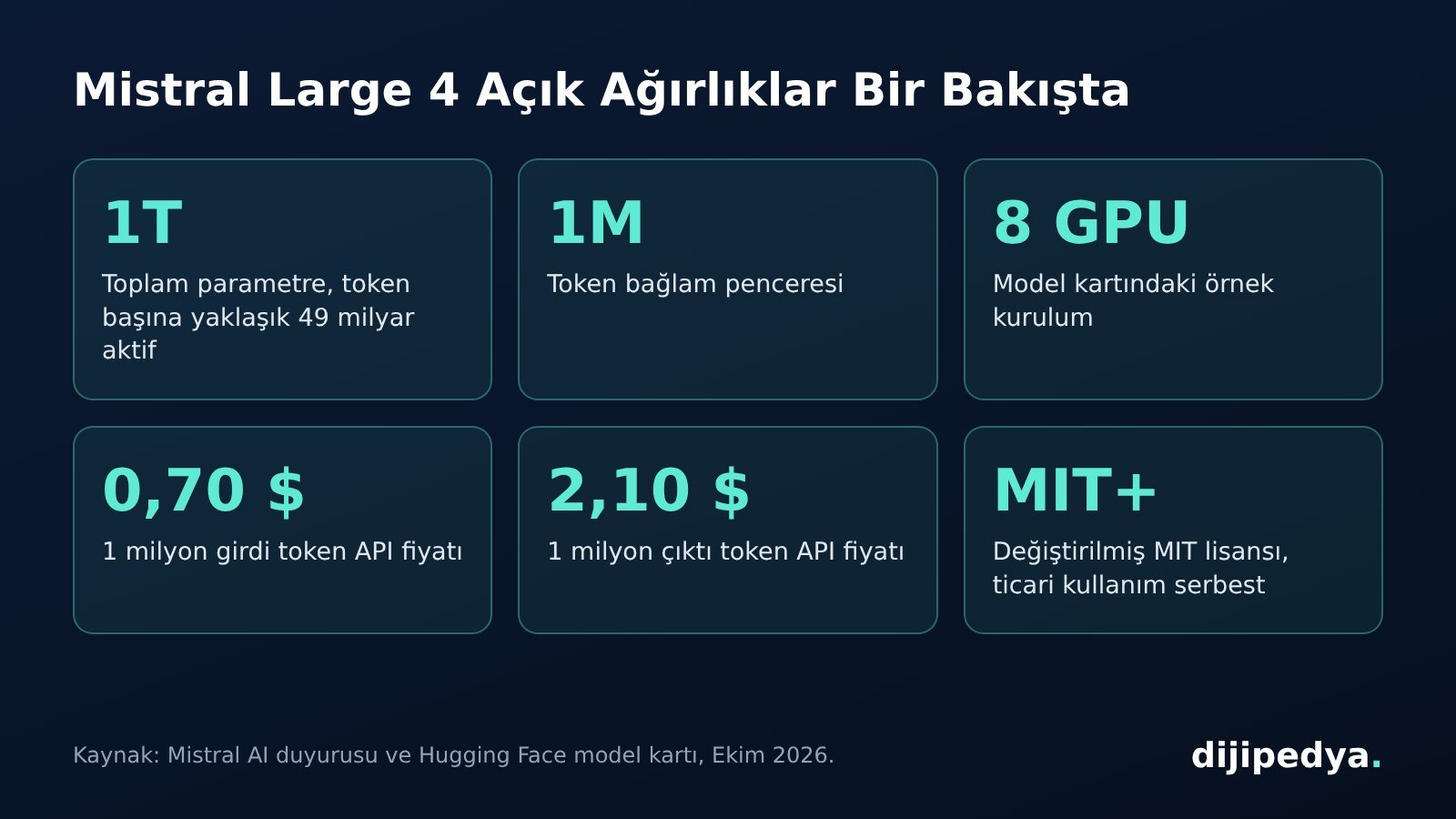 Mistral Large 4 açık ağırlık özellikleri bilgi kartı