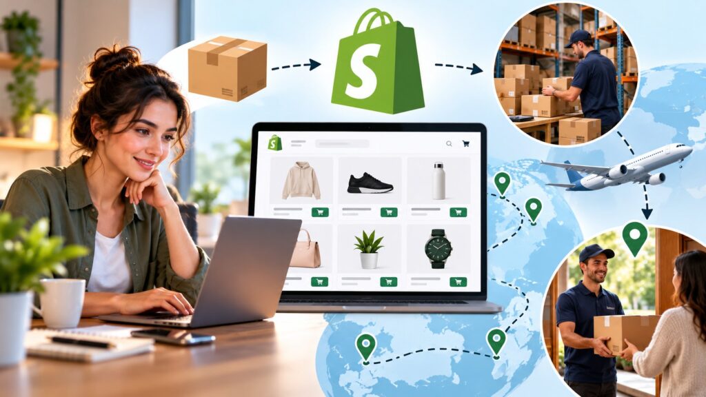 Shopify dropshipping süreci: sipariş, tedarikçi deposu ve müşteriye teslimat