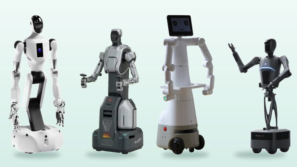 Wheeled humanoid robots: Galbot G1, UBTECH Cruzr Y1, Mercury X1 and PUDU D7