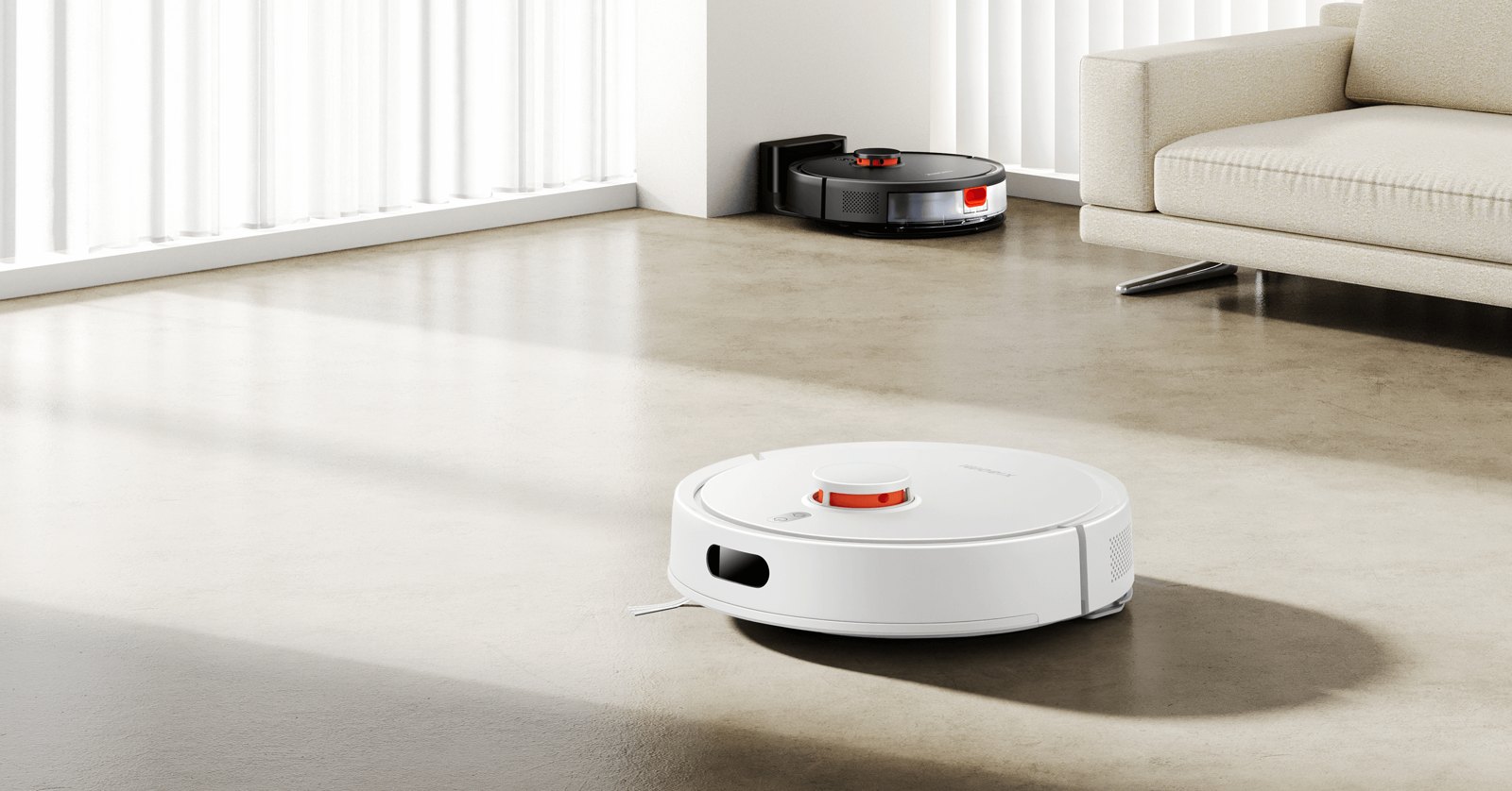 Xiaomi Robot Vacuum S20 beyaz robot süpürge salon zemininde