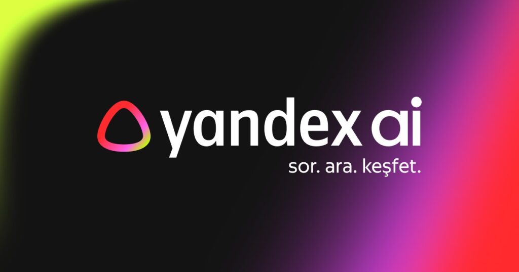 Yandex AI logosu ve "sor. ara. keşfet." sloganı